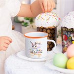 Personalised Cute Easter Bunny Gradient Initial 12oz Enamel Mug with Name Party Favor Easter Gift for Kids
