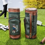 Personalisierte Cartoon-Charakter PU-Leder Wertsachentasche Golfballtasche mit Namen Jahrestag Geburtstag Vatertag Geschenk für Golfliebhaber Herrn