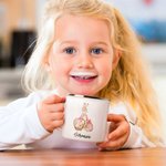 Personalisierte Peter Rabbit 12oz Multicolor Rim Emaille Becher Drawstring behandeln Tasche mit Namen Geburtstag Ostern Party Gunst Geschenk für Kinder