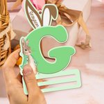 Personalisierte niedliche Peter Rabbit Hasenohren hölzerne Geldhalter mit Initialen und Namen Ostern Korb Stuffers Geschenk für Kinder