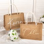Personalizada Glitter Color Sólido Bolsa de Yute Tote con Nombre Boda Ducha Nupcial Despedida de Soltera Regalo para Damas de Honor Amigas
