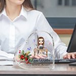 Personlig tegneserie Business Character Birth Flower Heart Akrylplakett med navn Bursdagskampanje Skrivebordsdekorasjon Gave til kontormedarbeider