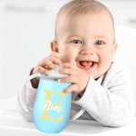 Spersonalizowany kubek niekapek z kwiatowym inicjałem i imieniem 10 uncji z uchwytem Prezent urodzinowy dla dziecka na baby shower