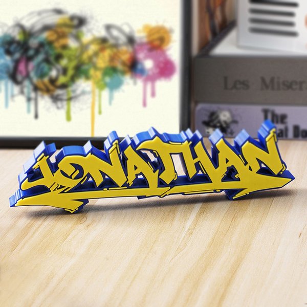 Personalized Multicolor 3D Printed Graffiti Name Plate Office Desk Decor Housewarming Birthday Gift for Friends Graffiti Lovers