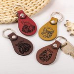 Personalized Engraved Pet Portrait Keychain with Name Dog Cat Memorial Gift for Pet Lovers