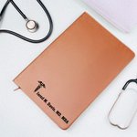 Personalisierte Rod of Asclepius Leder gefüttert Notebook mit Text und 200 Seiten Papier Geburtstag Anerkennung Geschenk für Krankenschwester Arzt medizinisches Personal