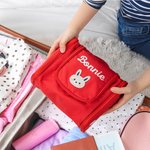 Personalisierter Cartoon Tier Wasserdichter Hängender Kulturbeutel mit Namen Spiegel Griff Haken Tragbar Reise Zubehör Geburtstag Geschenk für Kinder