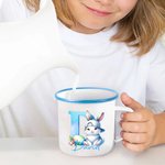 Personalised Cute Easter Bunny Gradient Initial 12oz Enamel Mug with Name Party Favor Easter Gift for Kids