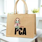 Personalisierte Cartoon-Charakter wiederverwendbare Jute Tasche mit Namen und Beruf Tote Bag Geburtstag Geschenk für Krankenschwester