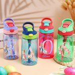 Personalisierte Cute Bunny Floral Initial 16oz Kind Wasserflasche mit Namen und Stroh zurück zu Schule glücklich Ostern Geschenk für Jungen Mädchen 1