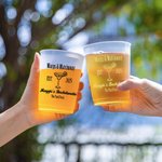 Personalisierte Margs & Matrimony Einweg-Plastikbecher mit Text Satz von 10 Bachelorette Bridal Party Supplies Geschenk für neue Paar