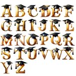 Personalised Initial Graduation Cap Name Makeup Bag with Wristband Graduation Gift for Friend Family