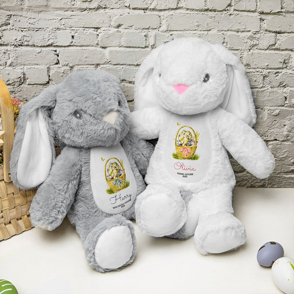 Personalisierter Mein Erstes Osterfest Niedlicher Oster Plüschhase mit Namen und Jahr Ostern Baby Party Geschenk für Kinder