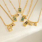 Personalisierte Tarot Zodiac Birthstone Initial Number Halskette zierlich Astrologie Schmuck Geburtstag Geschenk für Frauen Astrologie Liebhaber