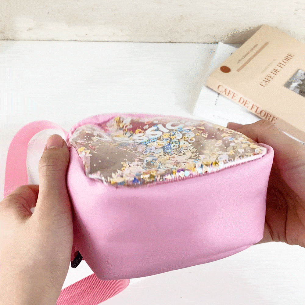 Personalized Shakable Sequins Cute Colorful Fanny Pack Cross Body Bag with Name Birthday Vacation Gift for Kids