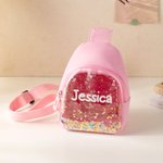 Personalized Shakable Sequins Cute Colorful Fanny Pack Cross Body Bag with Name Birthday Vacation Gift for Kids