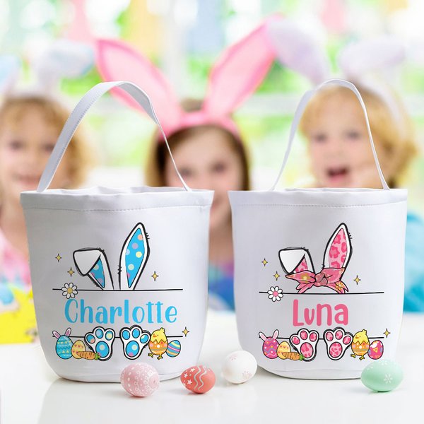 Sac à dos de Pâques personnalisé avec nom Chasse aux oeufs de Pâques Panier d'anniversaire Cadeau pour enfants