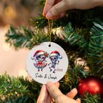 Personalized Cute Dancing Skeletons Ceramic Ornament with Name and Year Funny Holiday Decoration Day of The Dead Gift for Couple