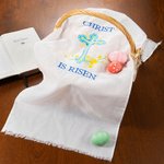 Personalized Floral Cross Basket Cloth with Embroidered Text to Cover Wicker Basket Easter Prayer Baptism Gift for Christian Family Friends