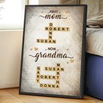 Personalisierte Von Mama jetzt Oma Kreuzworträtsel Kunst Poster rahmenlose gerahmte Malerei mit Namen Geburtstag Housewarming Geschenk für Mama Oma