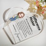 Personalisierte Difference Maker Cartoon medizinischen Charakter Herz Acryl Plaque mit Namen Geburtstag Dankeschön Geschenk für Krankenschwester Arzt medizinisches Personal
