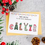 Personalized Merry Christmas Doodle Alphabet Greeting Card with Title and Name Christmas Party Gift for Family Members