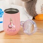 Spersonalizowany kubek niekapek z imieniem i nazwiskiem Peter Rabbit o pojemności 10 uncji z motywem kwiatowego koszyka z jajkami i uchwytem Wielkanocny prezent urodzinowy dla maluchów i dzieci