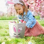 Personalisierte niedliche Hase großen Leinwand Eimer Korb mit Namen und Griff lustige Ostereier Jagd Urlaub Geschenk für Jungen Mädchen