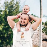Body da neonati e maglietta da papà personalizzati con nome e anno con orsetto in 100% cotone regalo per festa del papà per uomini e neonati