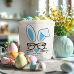 Personalisierte niedliche Hase großen Leinwand Eimer Korb mit Namen und Griff lustige Ostereier Jagd Urlaub Geschenk für Jungen Mädchen