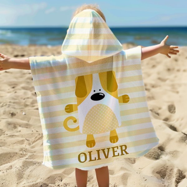 Personalized Cute Animal Hamster Owl Stripe Soft Quick Dry Kid Hooded Beach Towel with Name Summer Vacation Beach Essentials Birthday Gift for Kids