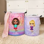 Personalisierte Faux Glitter Cartoon Charakter großen Namen zusammenklappbar Wäsche Aufbewahrungskorb mit Griff Housewarming Geburtstag Geschenk für Jungen Mädchen