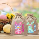 Personalisierte niedliche Ostern Hase Sackleinen Geschenk Tasche mit Namen Ostern Urlaub Party Favors Geschenk für Jungen Mädchen