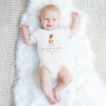 Body da neonati e maglietta da papà personalizzati con nome e anno con orsetto in 100% cotone regalo per festa del papà per uomini e neonati