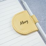 Personalised Foil Engraved Name Magnetic Leather Bookmark Clip with Pen Holder School Office Supplies Birthday Reading Gift for Book Lovers