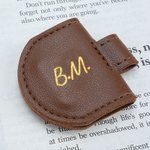 Personalised Foil Engraved Name Magnetic Leather Bookmark Clip with Pen Holder School Office Supplies Birthday Reading Gift for Book Lovers