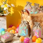 Personalisierte niedliche Ostern Hase Sackleinen Geschenk Tasche mit Namen Ostern Urlaub Party Favors Geschenk für Jungen Mädchen