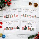 Personalized Merry Christmas Doodle Alphabet Greeting Card with Title and Name Christmas Party Gift for Family Members