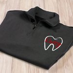 Personalized Embroidered Tooth Dental T-shirt Zip Collared Sweatshirt with Name Birthday Appreciation Gift for Orthodontist Dental Assistant Hygienist
