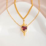 Personalised Heart-shaped and Gothic Sword Pendant Matching Necklace Set with Birthstone and Zircon Anniversary Birthday Gift for Couples