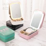 Personalisierte griechische Buchstaben mit Bogen Schmuckkasten mit wechselnden Farbe LED Make-up-Spiegel Sorority Geschenk für Schwestern Freund | Callie × Affinity Licensing