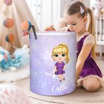 Personalisierte Faux Glitter Cartoon Charakter großen Namen zusammenklappbar Wäsche Aufbewahrungskorb mit Griff Housewarming Geburtstag Geschenk für Jungen Mädchen