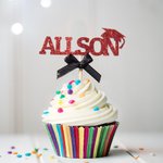 Personalisierte Multicolor Glitter Bachelor Hut Bogen wiederverwendbare Cupcake Toppers mit Namen Geburtstag Graduierung Party Dekor Geschenk für Absolventen