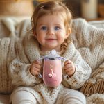 Spersonalizowany kubek niekapek z imieniem i nazwiskiem Peter Rabbit o pojemności 10 uncji z motywem kwiatowego koszyka z jajkami i uchwytem Wielkanocny prezent urodzinowy dla maluchów i dzieci