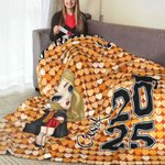 Personalisierte Faux Glitter Cartoon Absolvent Glückwunsch weiche Decke mit Namen und Jahr Graduierung Party Geschenk für Männer Frauen