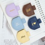 Personalised Foil Engraved Name Magnetic Leather Bookmark Clip with Pen Holder School Office Supplies Birthday Reading Gift for Book Lovers