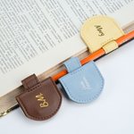 Personalised Foil Engraved Name Magnetic Leather Bookmark Clip with Pen Holder School Office Supplies Birthday Reading Gift for Book Lovers