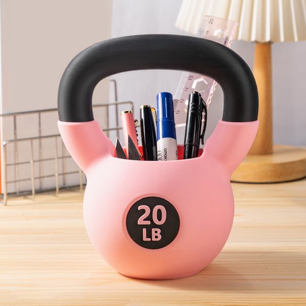 Henkilökohtainen monivärinen monivärinen 3D-tulostettu Kettlebell-kynänpidin Työpöydän järjestäjä tekstillä Hauska kuntosali lahja painonnostajalle Fitness Loverille