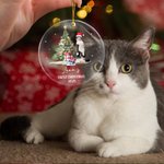 Personalised Oil Painting Santa Hat Dog Cat Photo Clear Acrylic Ornament with Name and Year First Christmas Home Decor Pet Party Gift for Pet Owners