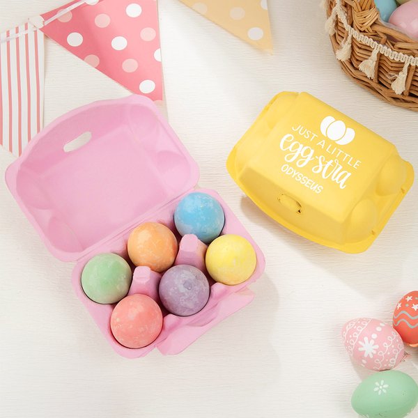 Conejito de Pascua personalizado con 6 huevos de tiza y nombre Fiesta de Pascua Cesta de Regalo para niños